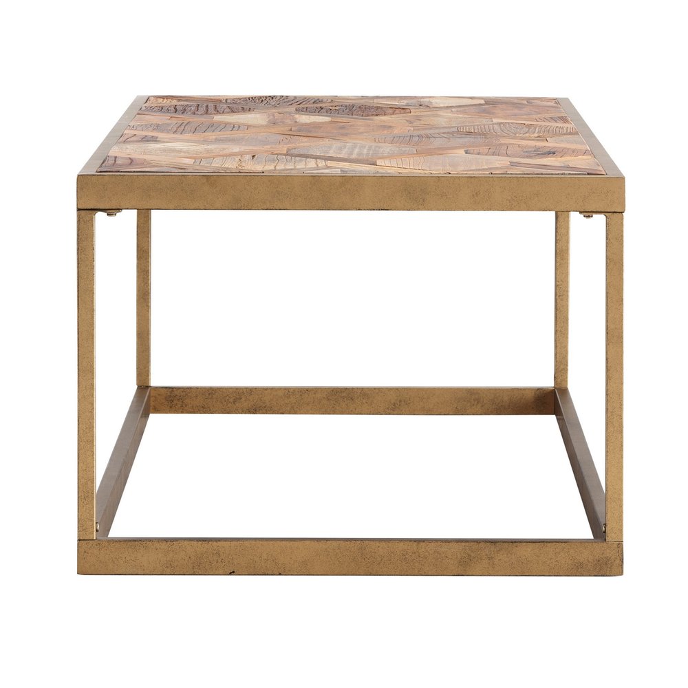 48" Natural And Natural Brown Solid Wood And Metal Rectangular Coffee Table HomeRoots