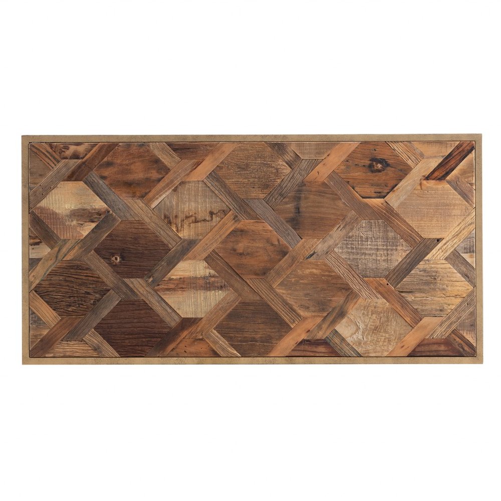 48" Natural And Natural Brown Solid Wood And Metal Rectangular Coffee Table HomeRoots