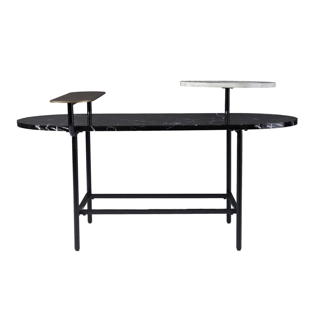 42" Black Faux Marble And Metal With Iron Coffee Table HomeRoots