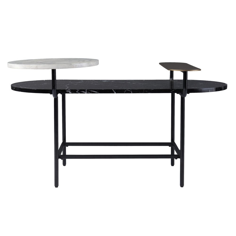 42" Black Faux Marble And Metal With Iron Coffee Table HomeRoots