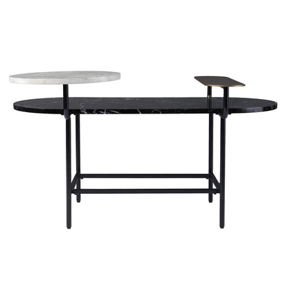 42" Black Faux Marble And Metal With Iron Coffee Table HomeRoots