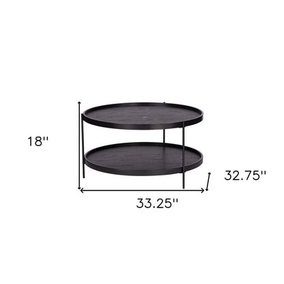 33" Black Manufactured Wood And Metal Round Coffee Table HomeRoots