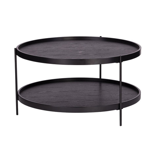 33" Black Manufactured Wood And Metal Round Coffee Table HomeRoots