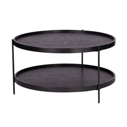 33" Black Manufactured Wood And Metal Round Coffee Table HomeRoots