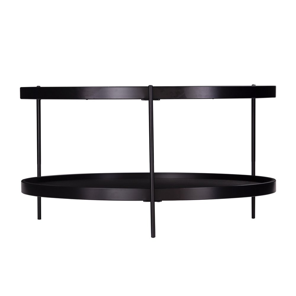 33" Black Manufactured Wood And Metal Round Coffee Table HomeRoots