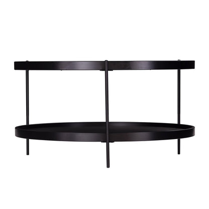 33" Black Manufactured Wood And Metal Round Coffee Table HomeRoots