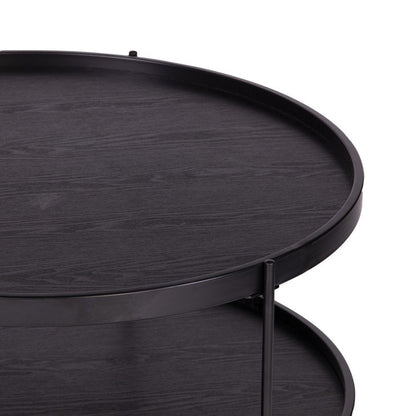 33" Black Manufactured Wood And Metal Round Coffee Table HomeRoots