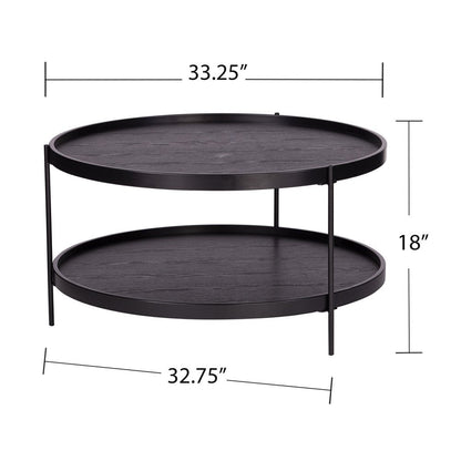 33" Black Manufactured Wood And Metal Round Coffee Table HomeRoots