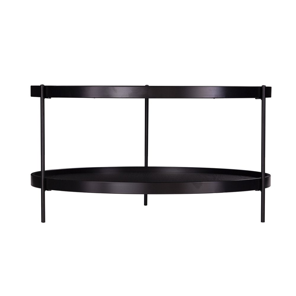 33" Black Manufactured Wood And Metal Round Coffee Table HomeRoots