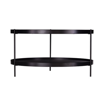33" Black Manufactured Wood And Metal Round Coffee Table HomeRoots