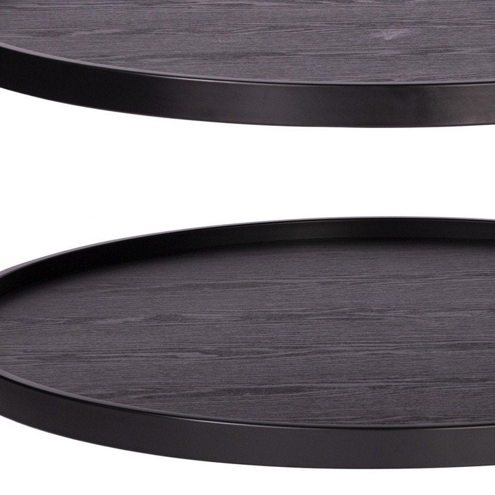 33" Black Manufactured Wood And Metal Round Coffee Table HomeRoots