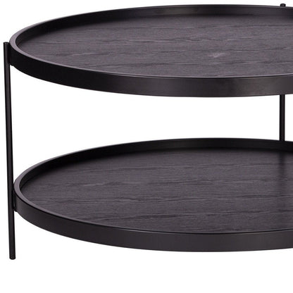 33" Black Manufactured Wood And Metal Round Coffee Table HomeRoots