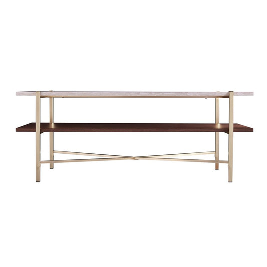 47" Brass Manufactured Wood And Metal Rectangular Coffee Table HomeRoots
