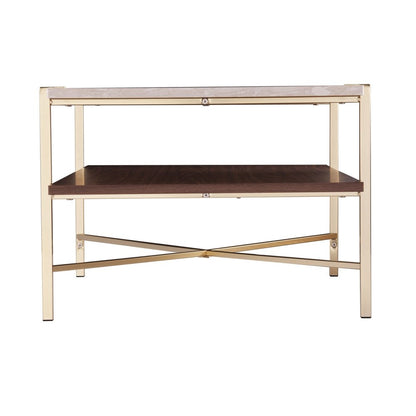 47" Brass Manufactured Wood And Metal Rectangular Coffee Table HomeRoots