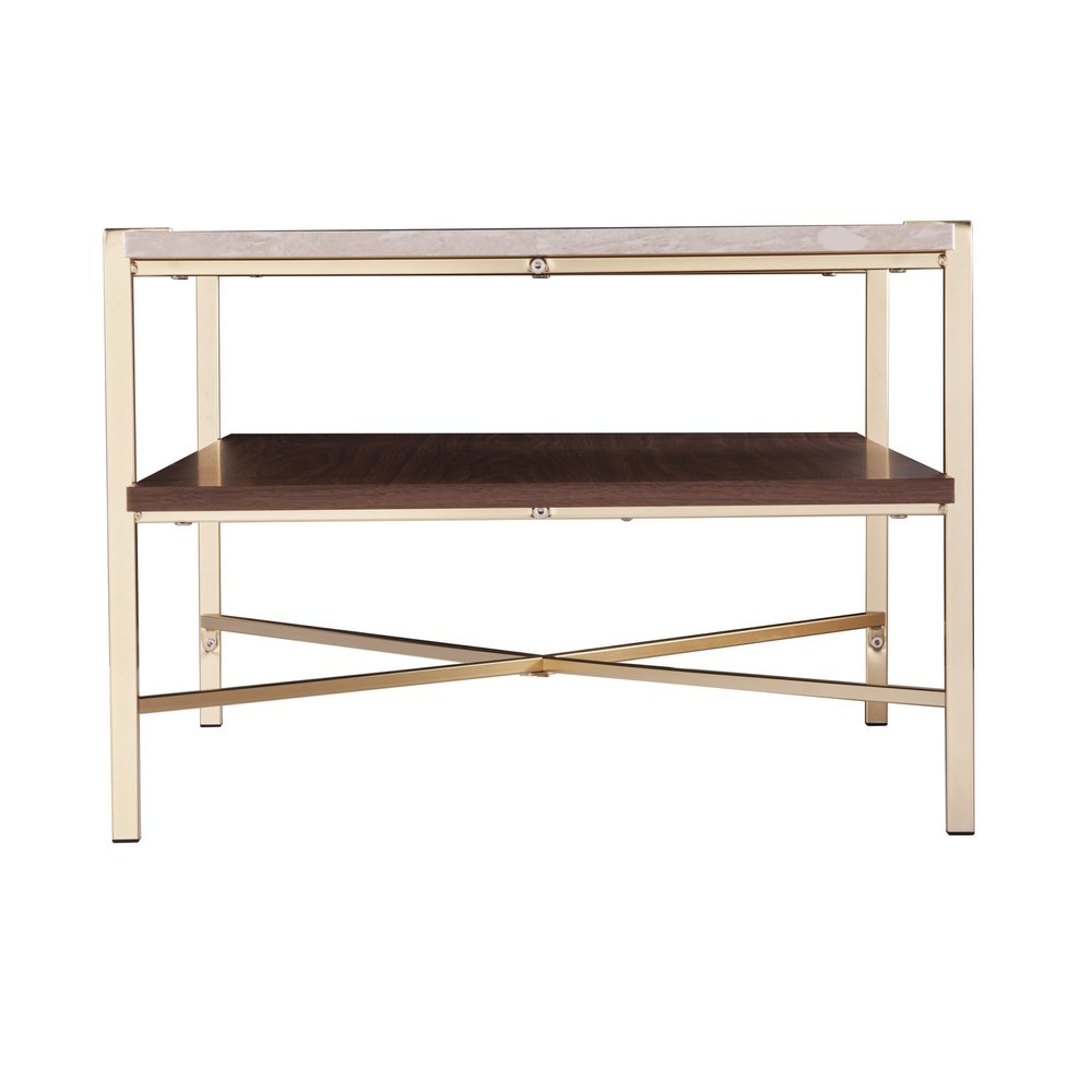 47" Brass Manufactured Wood And Metal Rectangular Coffee Table HomeRoots