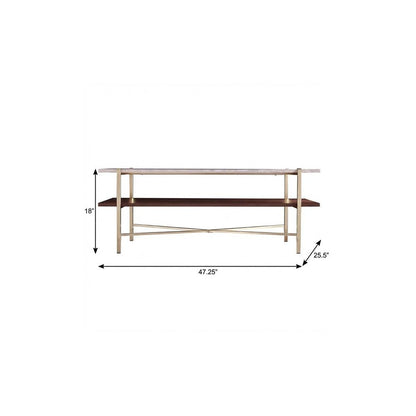 47" Brass Manufactured Wood And Metal Rectangular Coffee Table HomeRoots