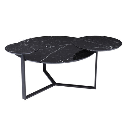 43" Black Faux Marble And Metal With Iron Round Coffee Table HomeRoots