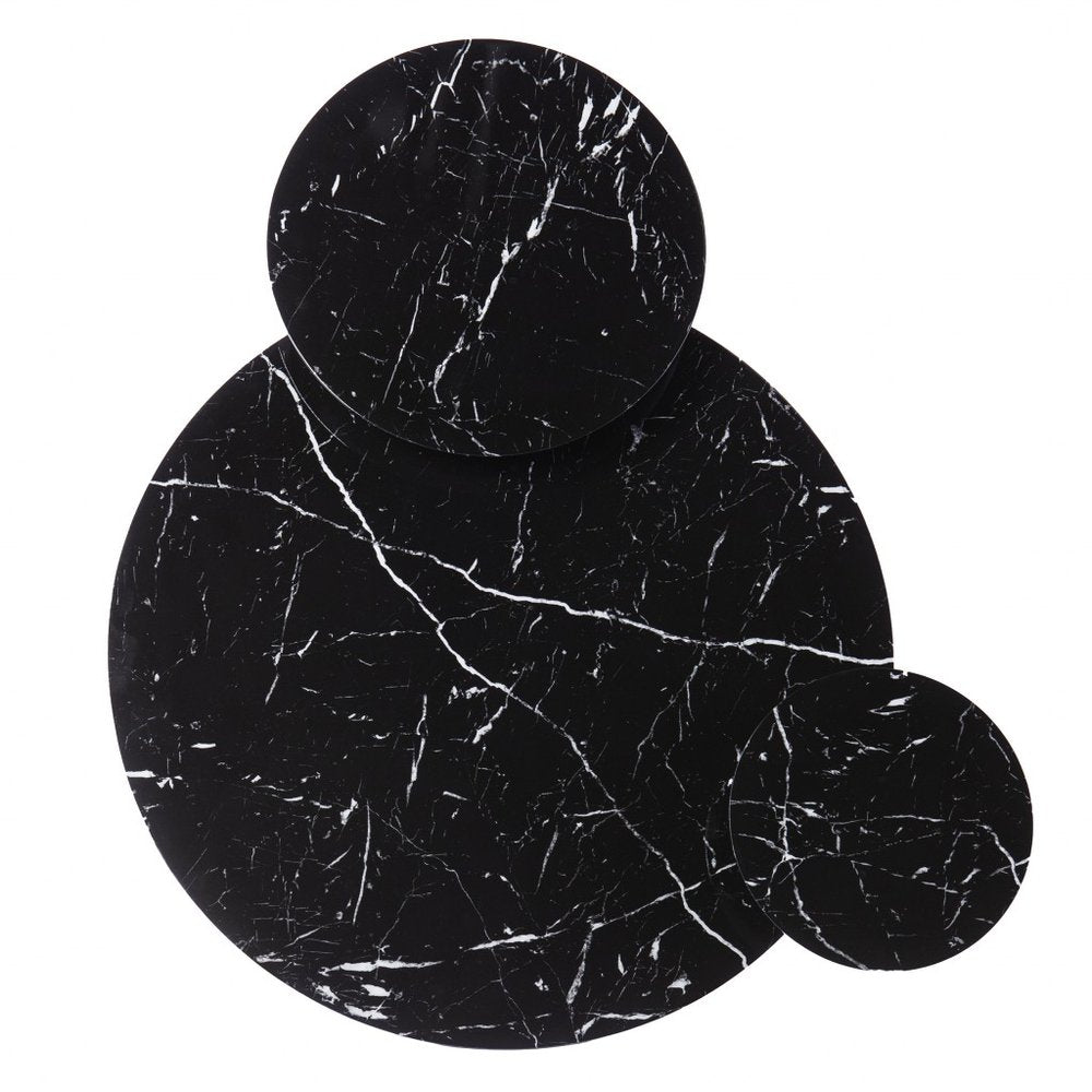 43" Black Faux Marble And Metal With Iron Round Coffee Table HomeRoots