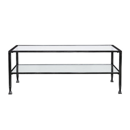 48" Black Glass And Metal Rectangular Coffee Table HomeRoots