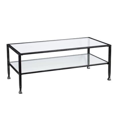 48" Black Glass And Metal Rectangular Coffee Table HomeRoots