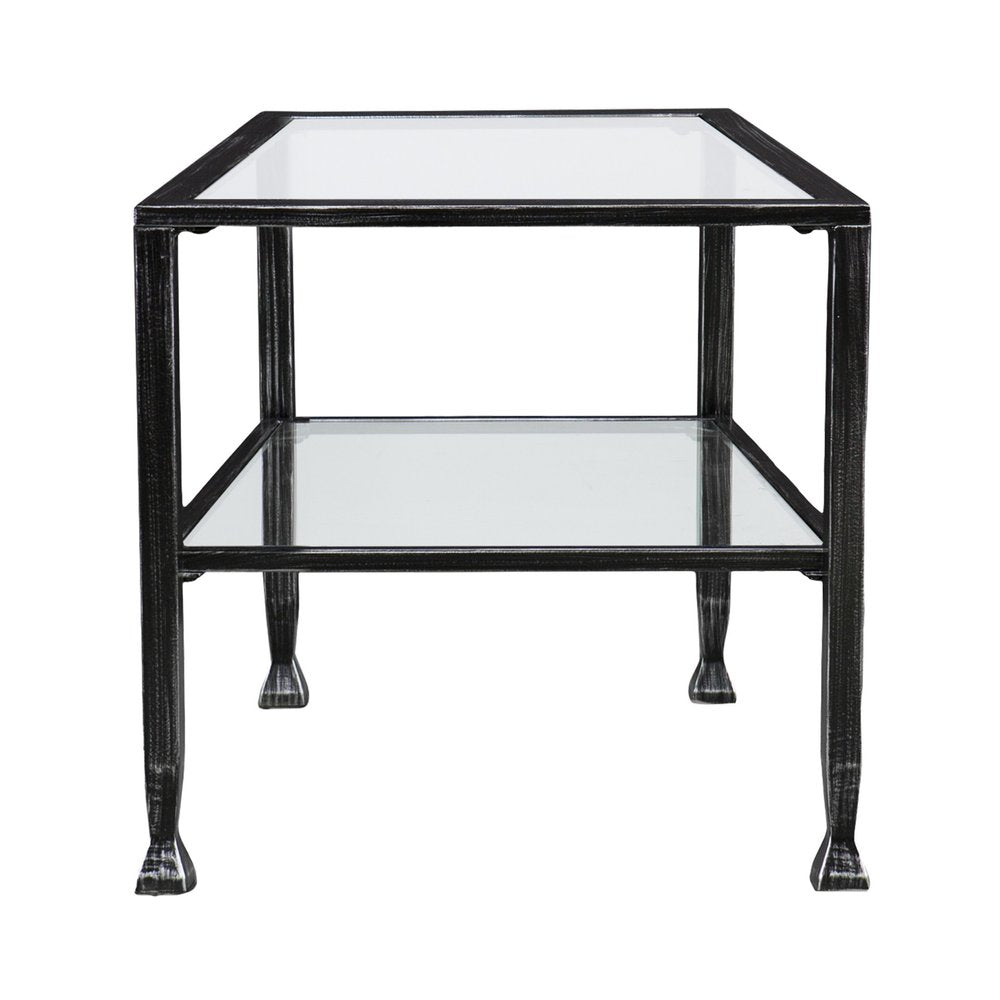 48" Black Glass And Metal Rectangular Coffee Table — view 3