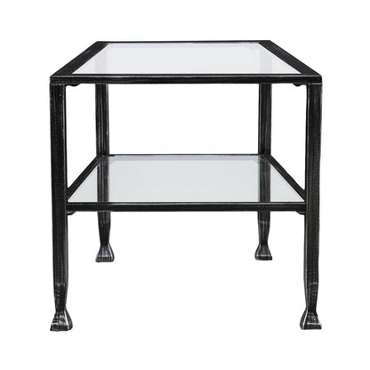 48" Black Glass And Metal Rectangular Coffee Table HomeRoots