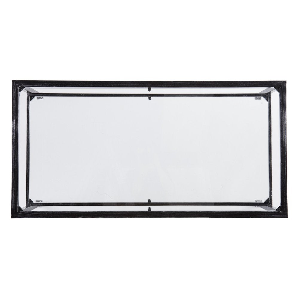48" Black Glass And Metal Rectangular Coffee Table HomeRoots