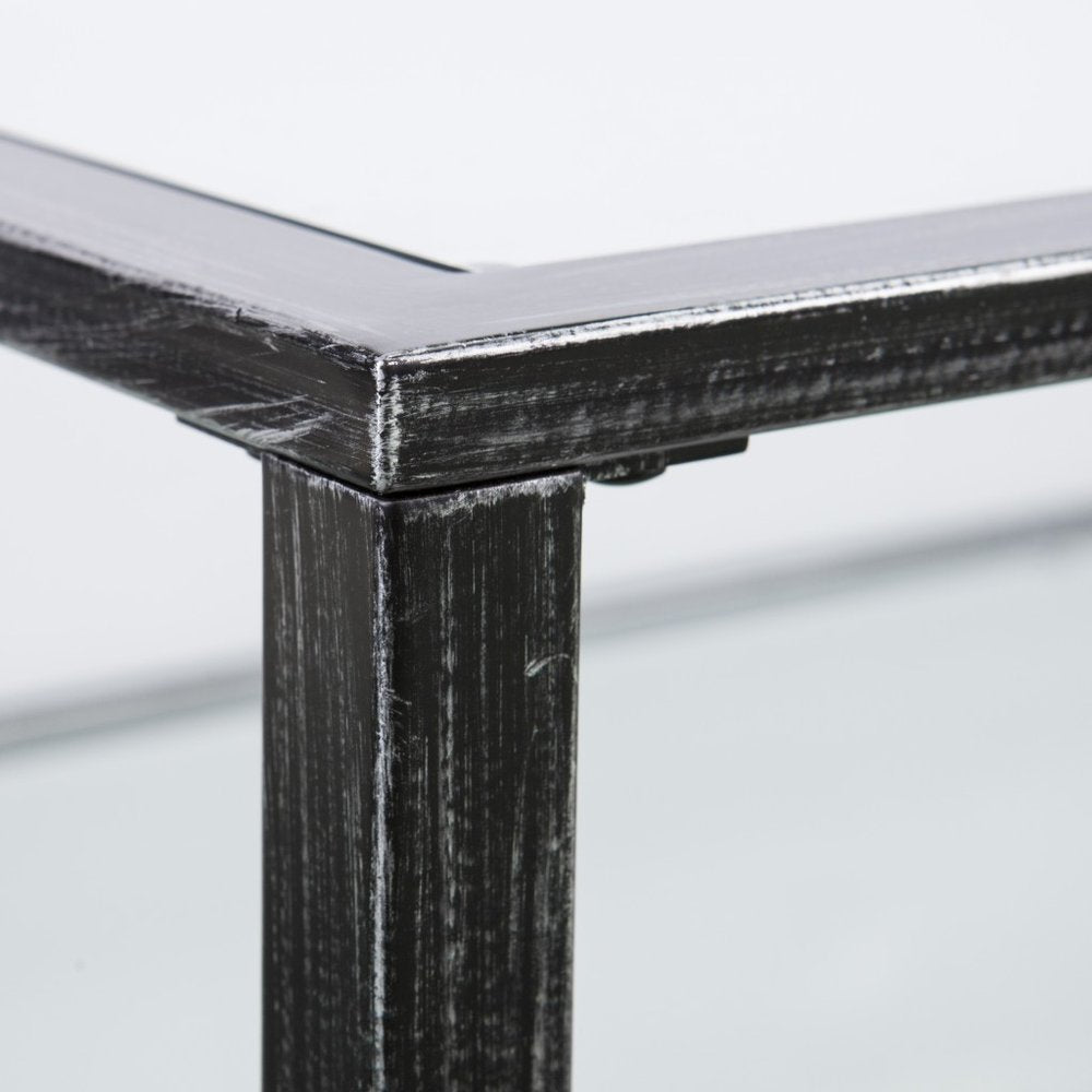48" Black Glass And Metal Rectangular Coffee Table — view 5