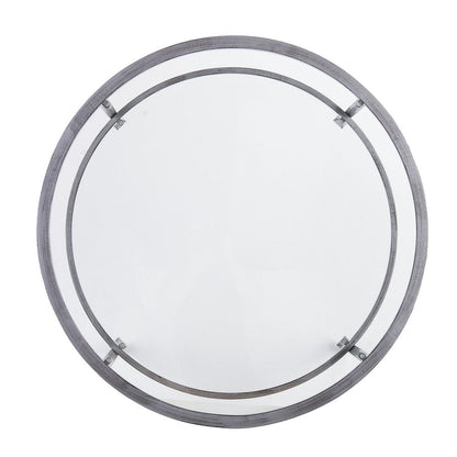 36" Silver Glass And Metal Round Coffee Table HomeRoots