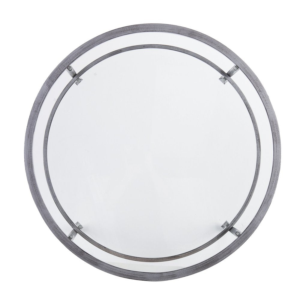 36" Silver Glass And Metal Round Coffee Table — view 6