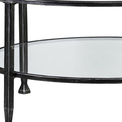36" Black Glass And Metal Round Coffee Table HomeRoots