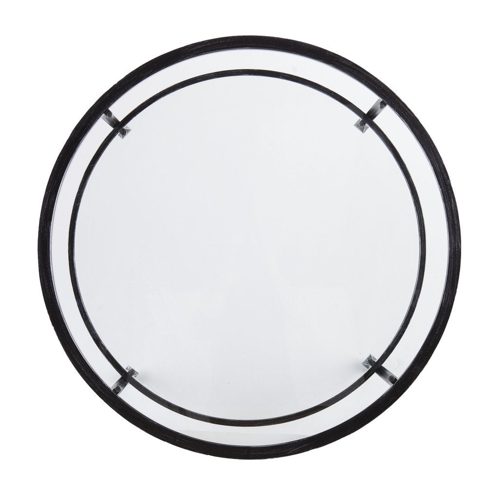 36" Black Glass And Metal Round Coffee Table HomeRoots