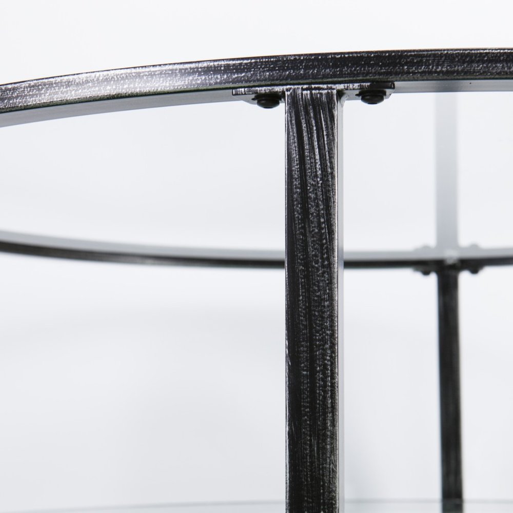 36" Black Glass And Metal Round Coffee Table HomeRoots