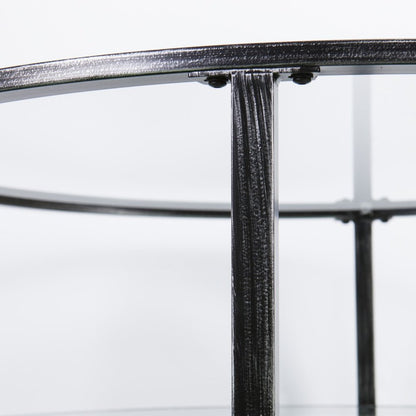 36" Black Glass And Metal Round Coffee Table HomeRoots