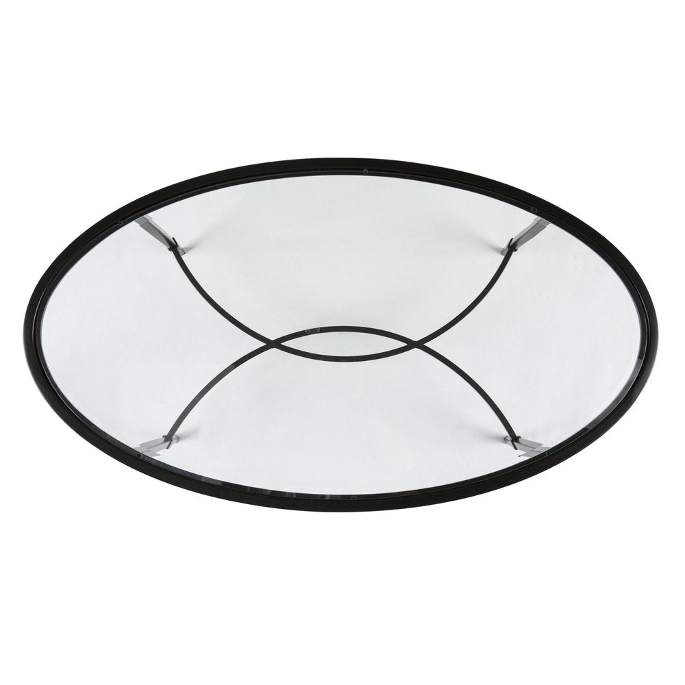45" Clear and Black Glass and Metal Oval Coffee Table HomeRoots