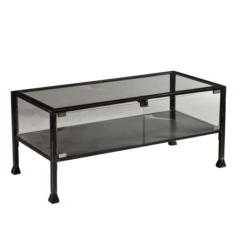 43" Black Glass And Metal Rectangular Coffee Table HomeRoots