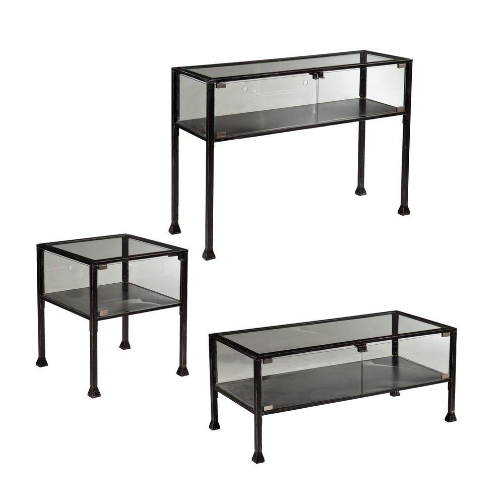 43" Black Glass And Metal Rectangular Coffee Table HomeRoots