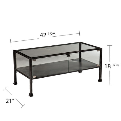 43" Black Glass And Metal Rectangular Coffee Table HomeRoots