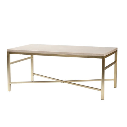 42" Off White Manufactured Wood And Metal Rectangular Coffee Table HomeRoots