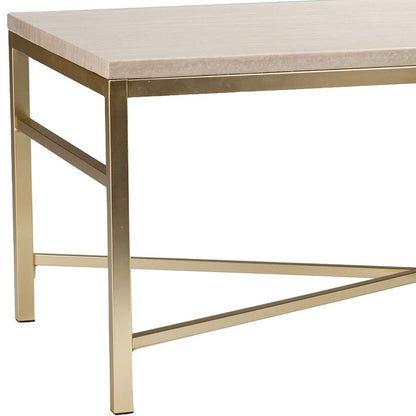 42" Off White Manufactured Wood And Metal Rectangular Coffee Table HomeRoots