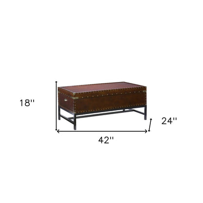 42" Brown Manufactured Wood And Metal Rectangular Coffee Table HomeRoots