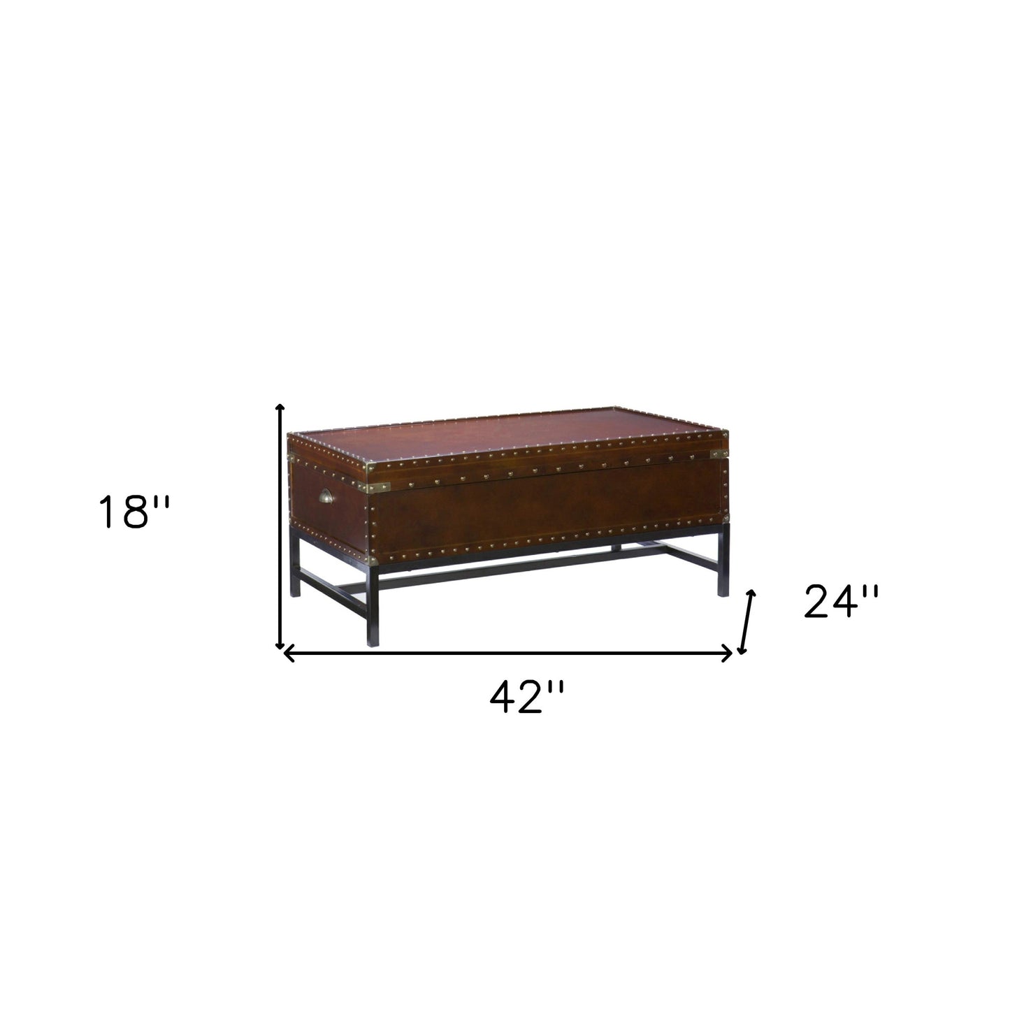 42" Brown Manufactured Wood And Metal Rectangular Coffee Table