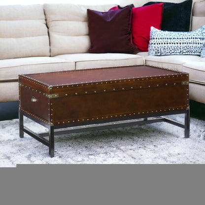 42" Brown Manufactured Wood And Metal Rectangular Coffee Table HomeRoots