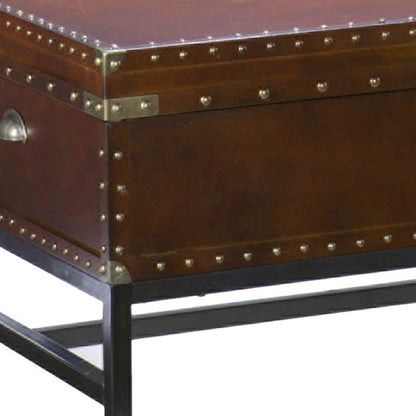 42" Brown Manufactured Wood And Metal Rectangular Coffee Table HomeRoots