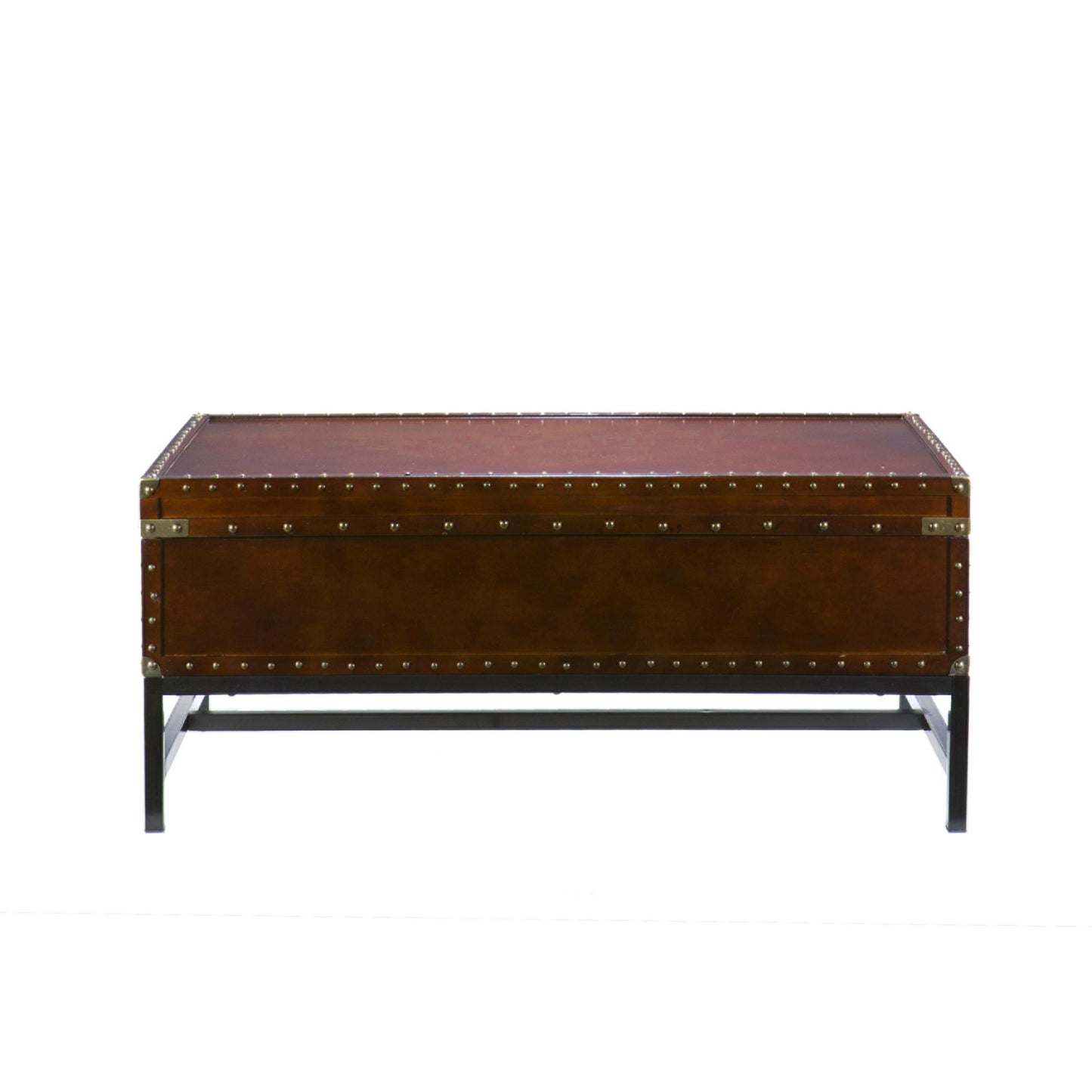 42" Brown Manufactured Wood And Metal Rectangular Coffee Table