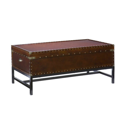 42" Brown Manufactured Wood And Metal Rectangular Coffee Table HomeRoots