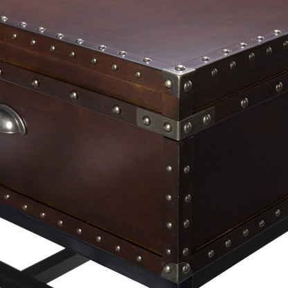 42" Brown Manufactured Wood And Metal Rectangular Coffee Table HomeRoots