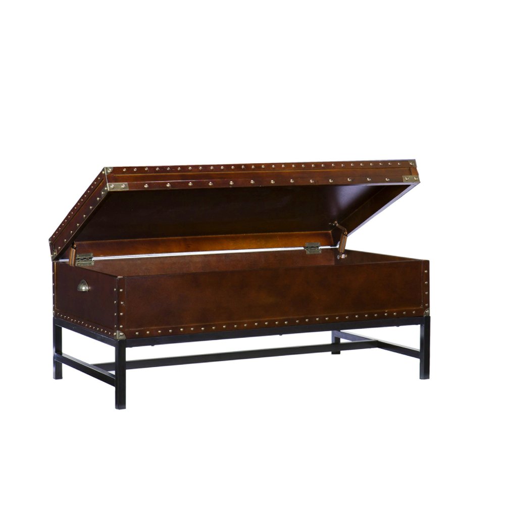 42" Brown Manufactured Wood And Metal Rectangular Coffee Table HomeRoots