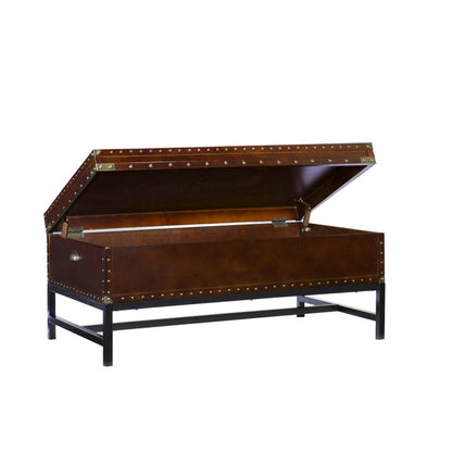 42" Brown Manufactured Wood And Metal Rectangular Coffee Table HomeRoots