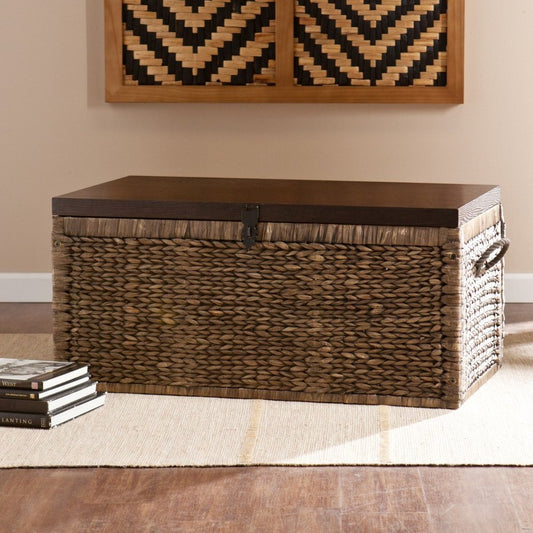 38" Brown Wood And Wicker With Iron Coffee Table HomeRoots